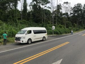 A tour microbus on Limon cruise ship tours